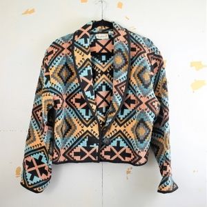 Vintage Flashback Aztec Print Cropped Jacket